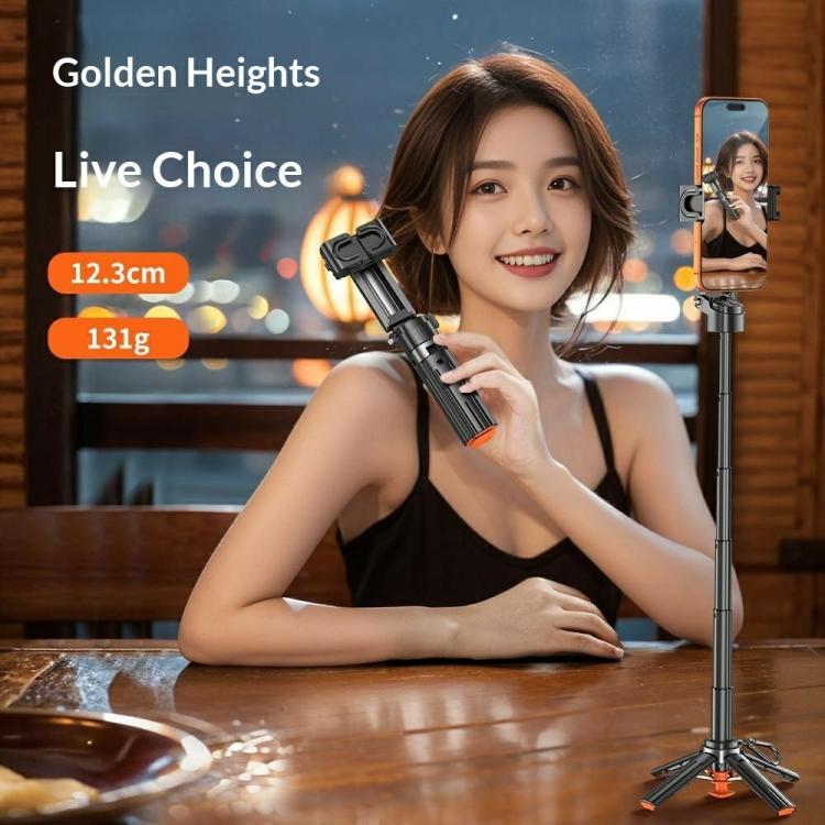 T13Y Auto Open Zinc Alloy Phone Handle Holder Bluetooth Selfie Stick Extendable Tripod