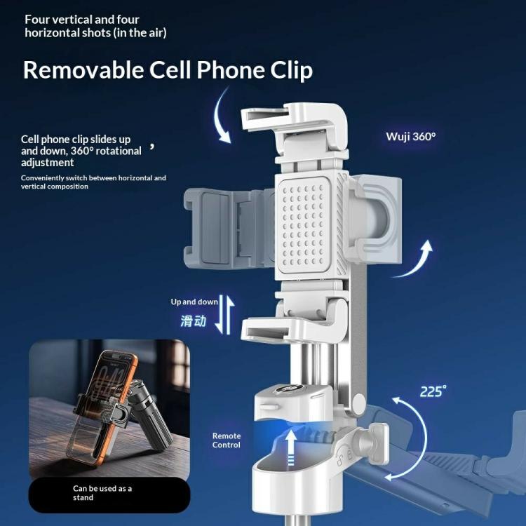 T13Y Auto Open Zinc Alloy Phone Handle Holder Bluetooth Selfie Stick Extendable Tripod