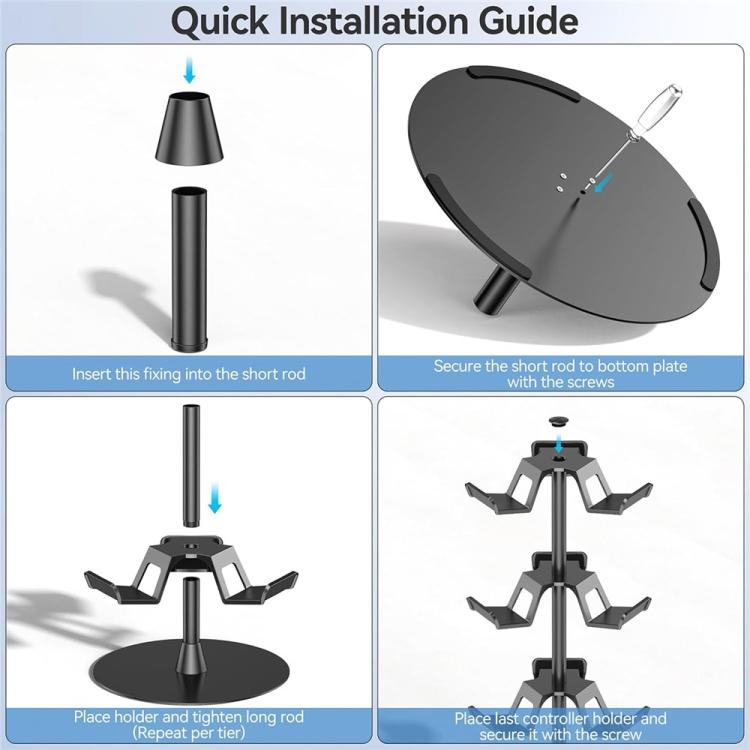 For MicroSoft XBOX / Sony PS5 / Nintendo Switch 360 Degree Rotating 4-Tier Game Controller Stand