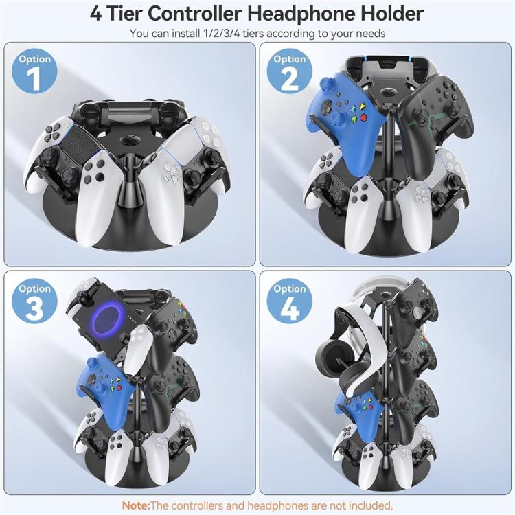 For MicroSoft XBOX / Sony PS5 / Nintendo Switch 360 Degree Rotating 4-Tier Game Controller Stand