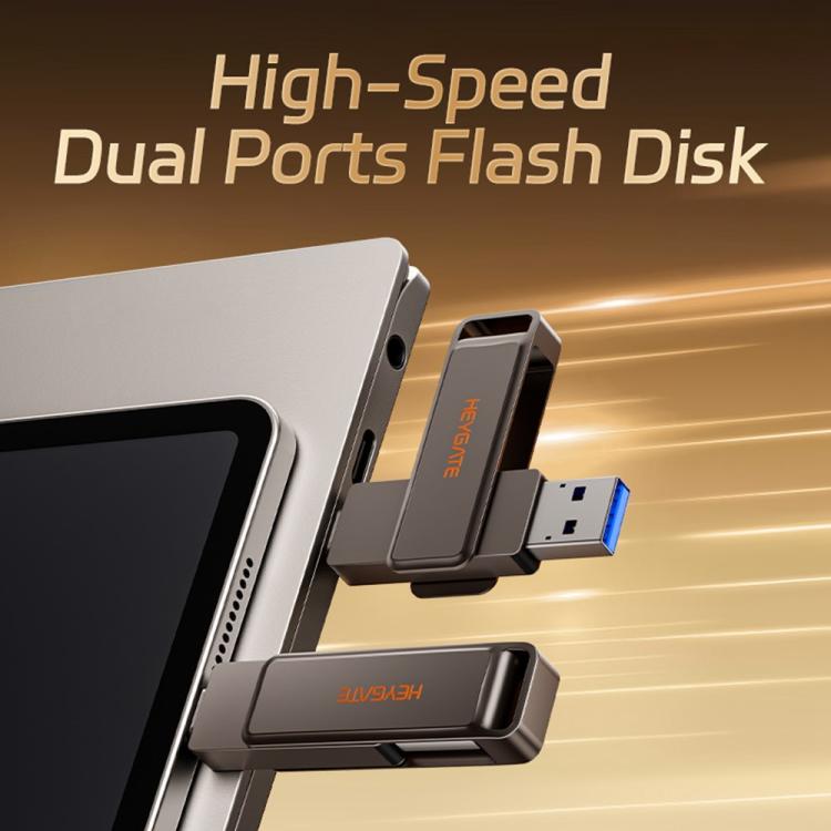 HEYGATE L1 Flash Drive 2 in 1 USB-A + USB-C /Type-C High Speed Memory Stick, 32GB, 64GB, 128GB, 256GB