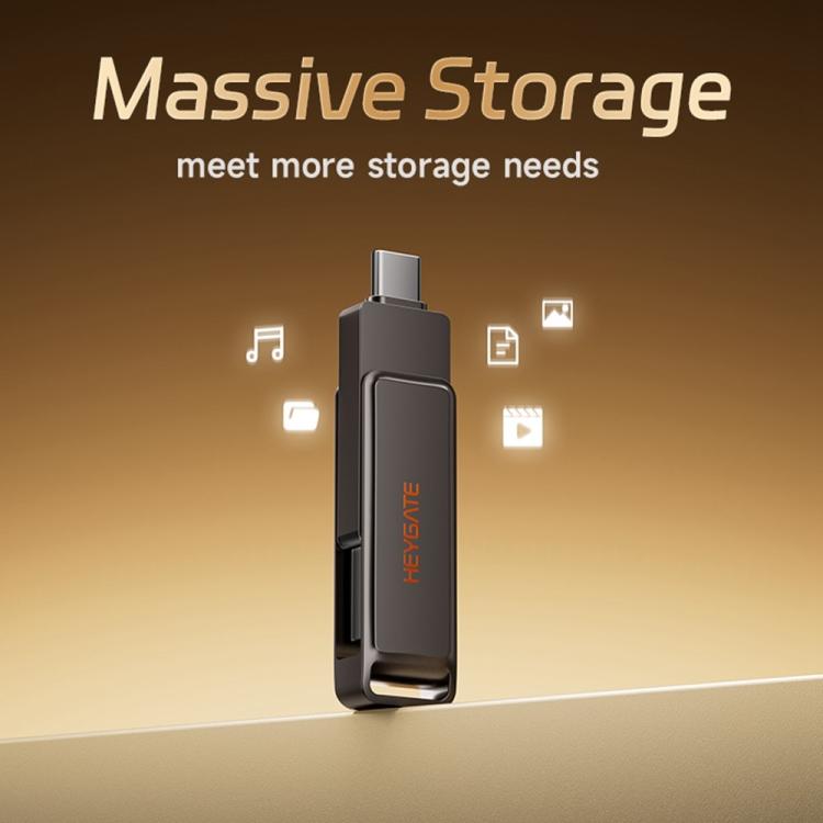 HEYGATE L1 Flash Drive 2 in 1 USB-A + USB-C /Type-C High Speed Memory Stick, 32GB, 64GB, 128GB, 256GB