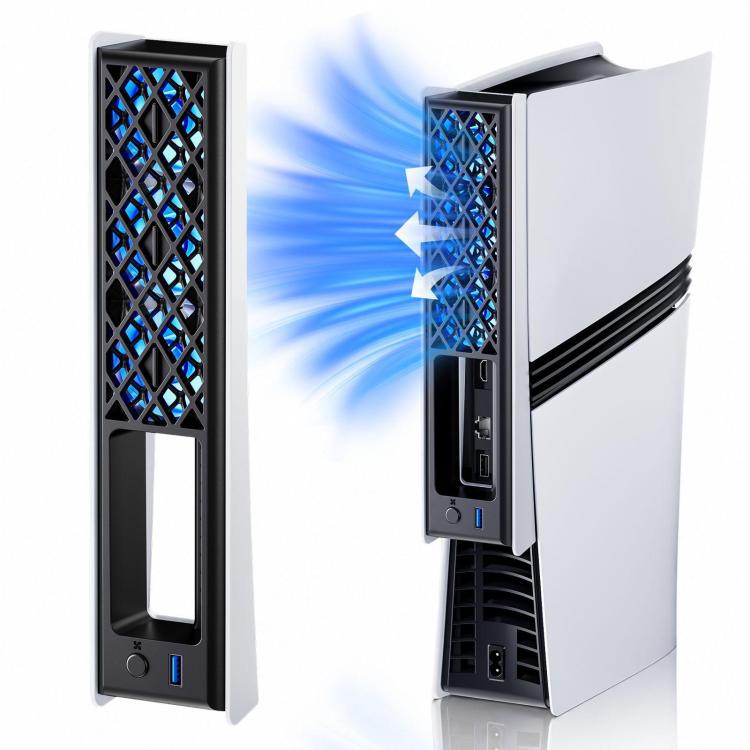 For PS5 Pro/PS5 Slim Rear Temperature-Controlled Cooling Fan Slim Consoles with RGB Lighting