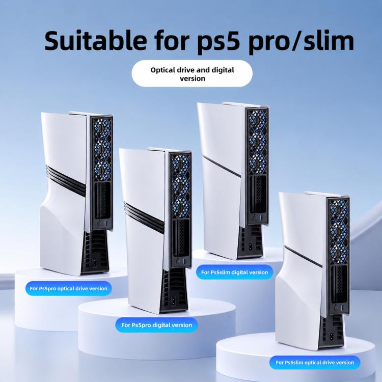 For PS5 Pro/PS5 Slim Rear Temperature-Controlled Cooling Fan Slim Consoles with RGB Lighting