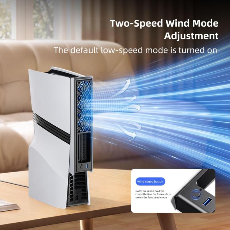 For PS5 Pro/PS5 Slim Rear Temperature-Controlled Cooling Fan Slim Consoles with RGB Lighting