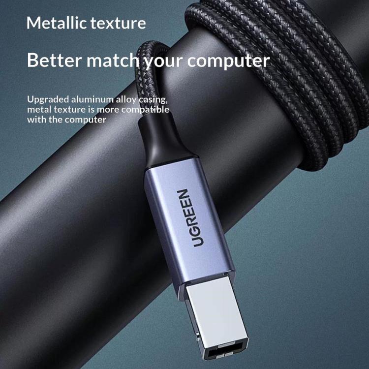 UGREEN US370 80805 USB C to USB B 2.0 Cable Braided Printer Cable, Length: 1m, US370