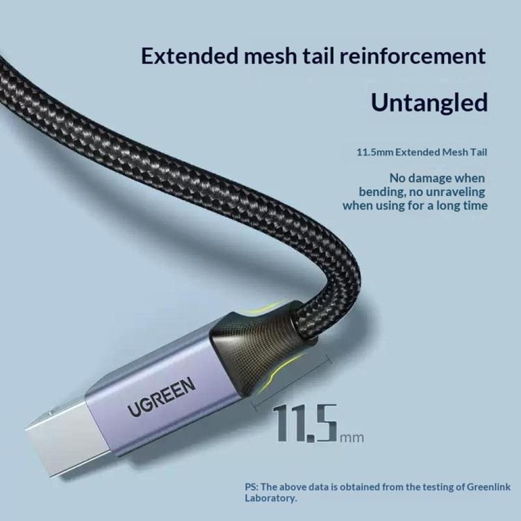 UGREEN US370 80805 USB C to USB B 2.0 Cable Braided Printer Cable, Length: 1m, US370