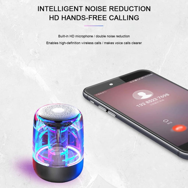 C7 Bluetooth 5.0 Speaker Transparent LED Luminous Subwoofer TWS 6D Surround HIFI Stereo Cool Audio(Black)