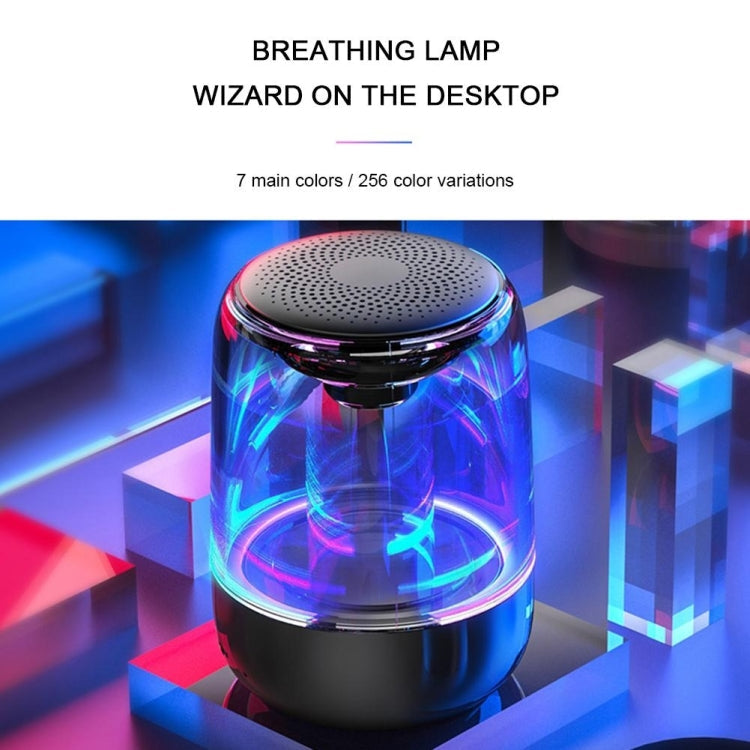 C7 Bluetooth 5.0 Speaker Transparent LED Luminous Subwoofer TWS 6D Surround HIFI Stereo Cool Audio(Black)