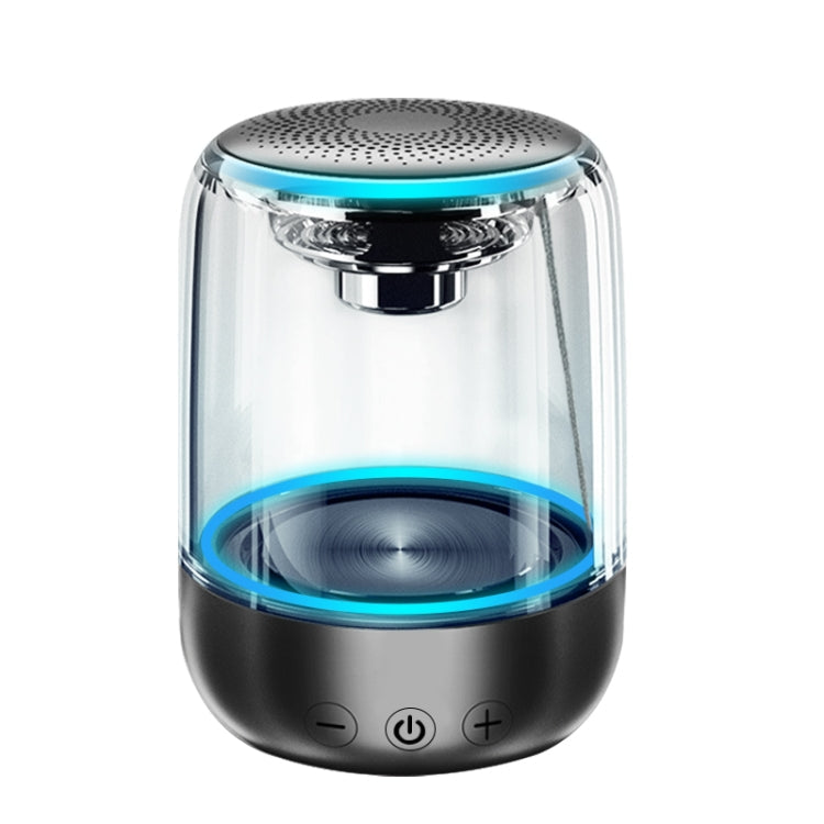 C7 Bluetooth 5.0 Speaker Transparent LED Luminous Subwoofer TWS 6D Surround HIFI Stereo Cool Audio(Black)