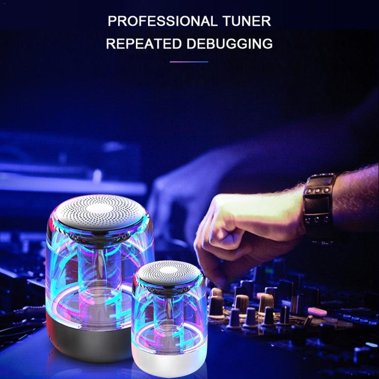 C7 Bluetooth 5.0 Speaker Transparent LED Luminous Subwoofer TWS 6D Surround HIFI Stereo Cool Audio(Black)