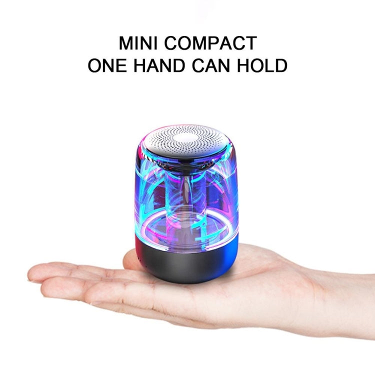 C7 Bluetooth 5.0 Speaker Transparent LED Luminous Subwoofer TWS 6D Surround HIFI Stereo Cool Audio(Black)