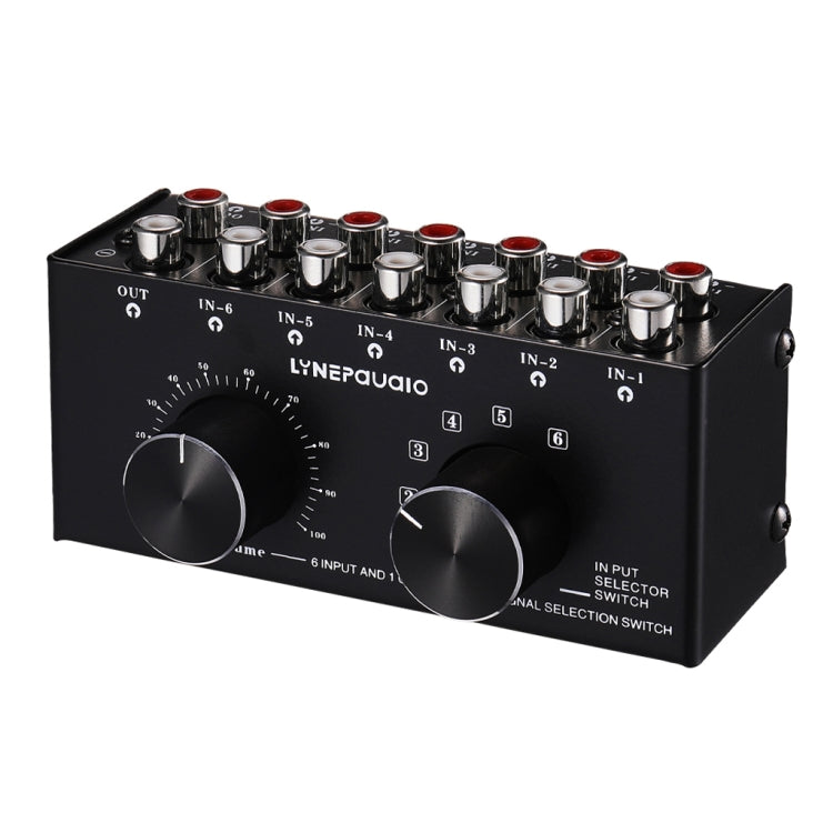 B016 6 Input 1 Output Audio Signal Source Selection Switcher, Output Volume Adjustment Control RCA Port, 6 Input 1 Output