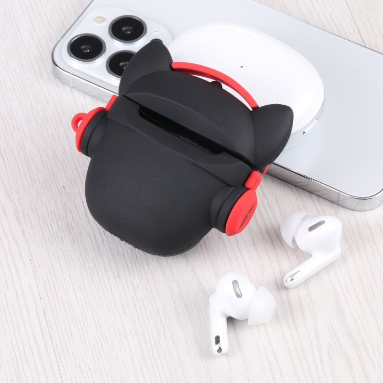 For Apple AirPods 1/2  Generation Universal Headphone Devil Bluetooth Headphone Protective Case(Black)