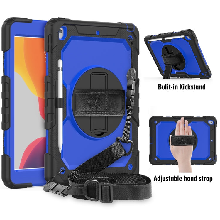 For iPad 10.2    Shockproof Colorful Silica Gel + PC Protective Case with Holder & Shoulder Strap & Hand Strap & Pen Slot