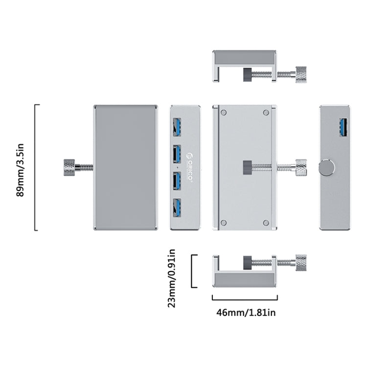 ORICO  MH4PU-P Aluminum Alloy 4 Ports USB3.0 Clip-type HUB(Black)