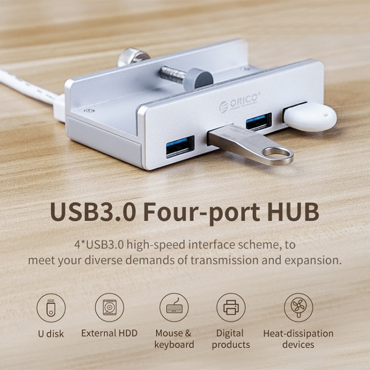 ORICO  MH4PU-P Aluminum Alloy 4 Port USB3.0 Clip-type HUB, MH4PU-P(Silver)