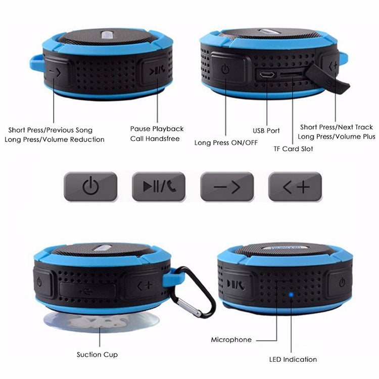 C6a Outdoor Chuck Wireless Bluetooth Car Speaker Suction Cup Speaker, Support TF Card(Green)