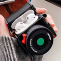 For Apple AirPods 1/2 Gen Instant Camera Style Bluetooth Headphone Protective Case(Black)
