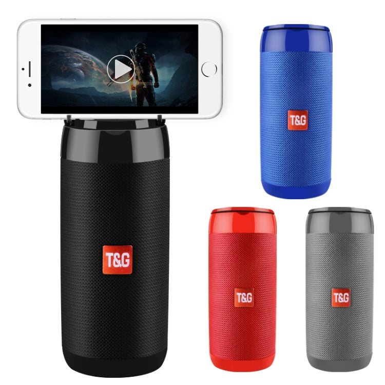 T&G TG113C Column Portable Bluetooth Mini Speaker FM Radio Waterproof Subwoofer Phone Holder Wireless Loundpeakers(Orange+Blue)