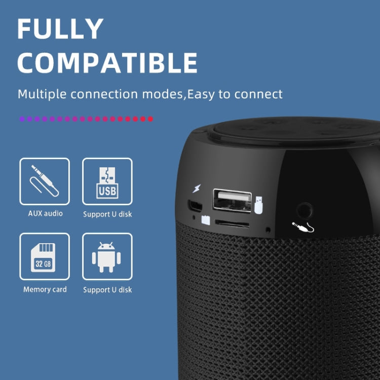 T&G TG113C Column Portable Bluetooth Mini Speaker FM Radio Waterproof Subwoofer Phone Holder Wireless Loundpeakers(Orange+Blue)