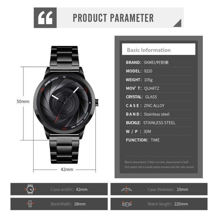 Skmei 9210 Fashion Trend Mens Business Wristwatch Simple Three-Dimensional Surface Waterproof Gold Quartz Watch Man(Silver Blue)