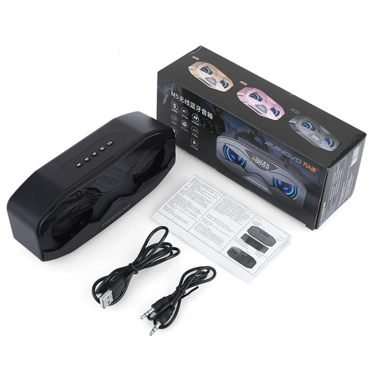 M5 Cool Owl Design Bluetooth Speaker LED Flash Wireless Loudspeaker FM Radio Alarm TF Card(Black)