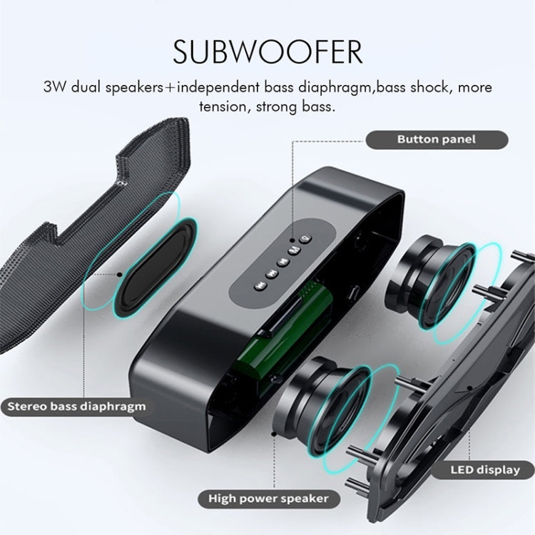 M5 Cool Owl Design Bluetooth Speaker LED Flash Wireless Loudspeaker FM Radio Alarm TF Card(Black)