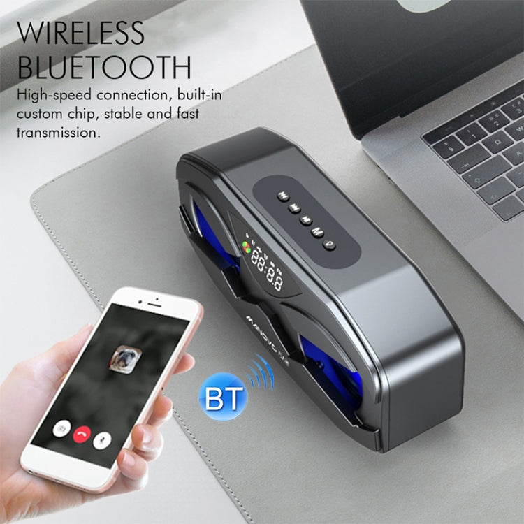 M5 Cool Owl Design Bluetooth Speaker LED Flash Wireless Loudspeaker FM Radio Alarm TF Card(Black)