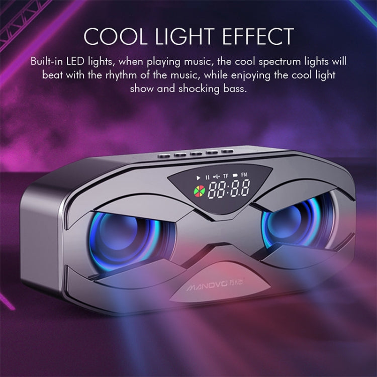 M5 Cool Owl Design Bluetooth Speaker LED Flash Wireless Loudspeaker FM Radio Alarm TF Card(Black)