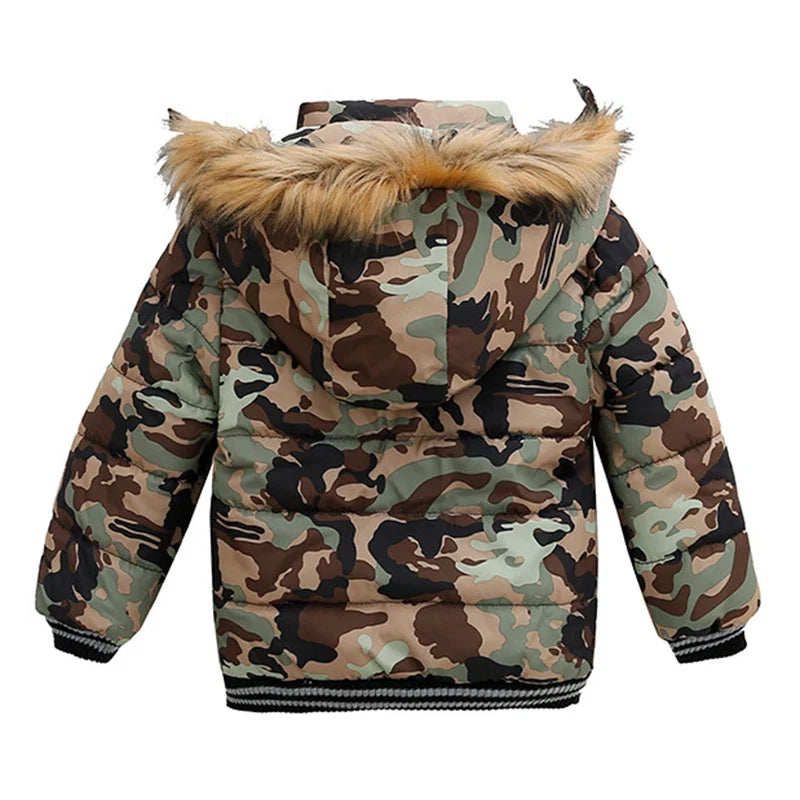 Autumn Winter Hooded Jacket for Kids - Boys & Girls Warm Fur Collar Zipper Outerwear Casual Fashion Baby Coat for Ages 2-6