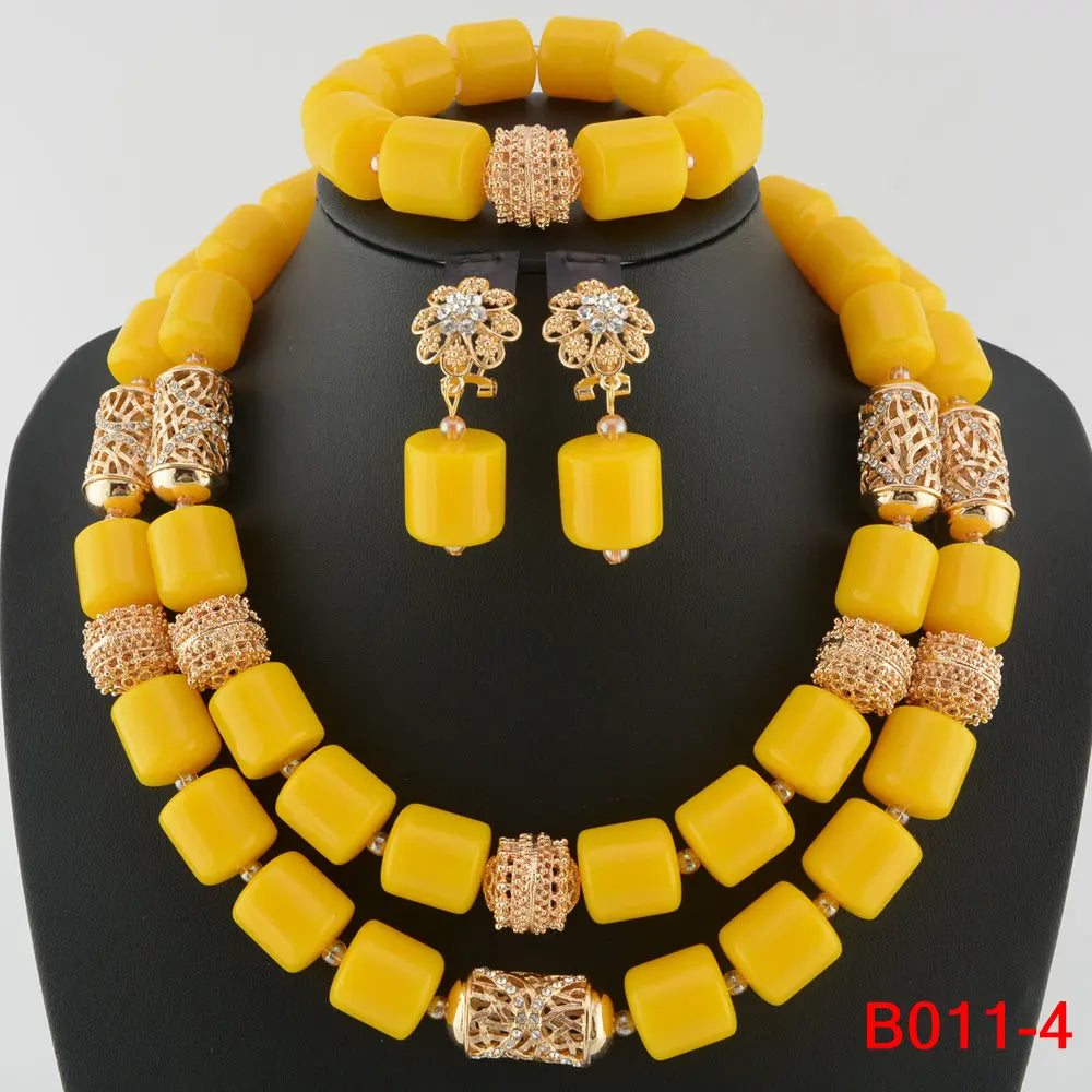 Traditional Nigerian Wedding Artificial Coral Beads Bridal Jewelry Sets African