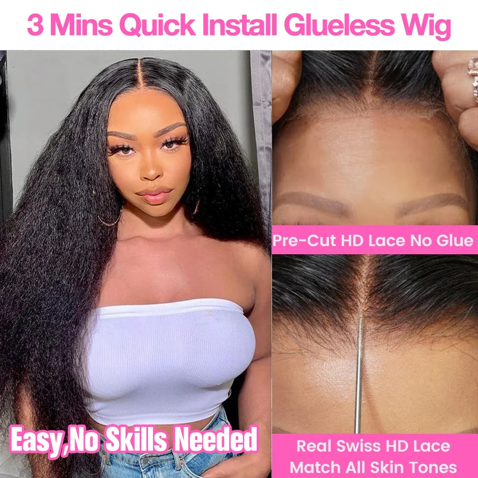 4C Edges Kinky Straight 13x6 HD Lace Frontal Wig Human Hair 7x5 Lace Front Human Hair Wigs Natural Baby Hair Lace Wigs on Sale