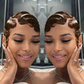 Finger Wave Brazilian Remy Human Hair 13x4 Lace Front Wig 180% Density Pixie Cut for Natural Look  Black 99j wig
