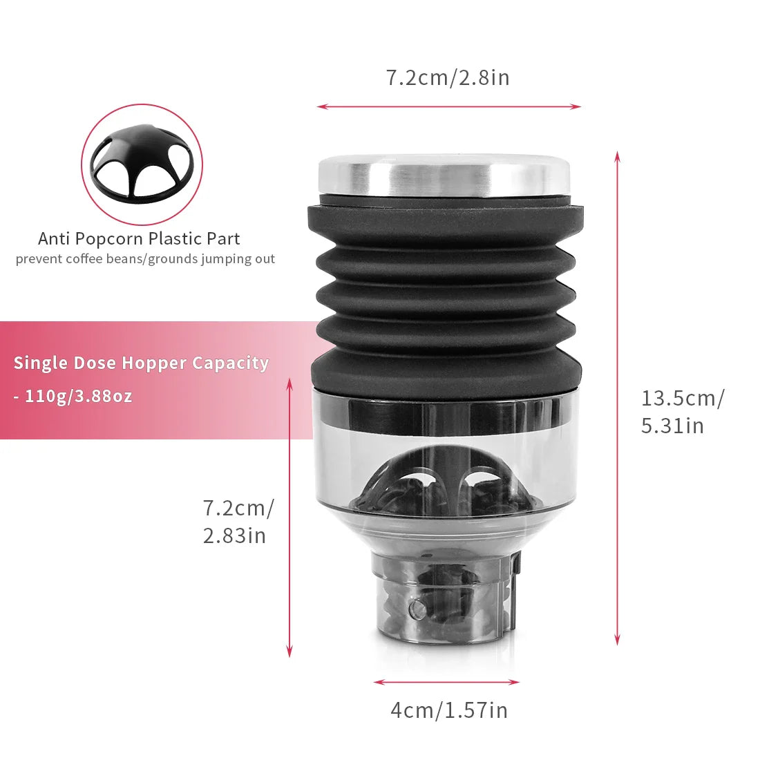 Coffee Beans Grinder Single Dose Hopper and Bellows Coffee Grinder Bean Bin Blowing Cleaning Tool For Eureka Mignon Grinder