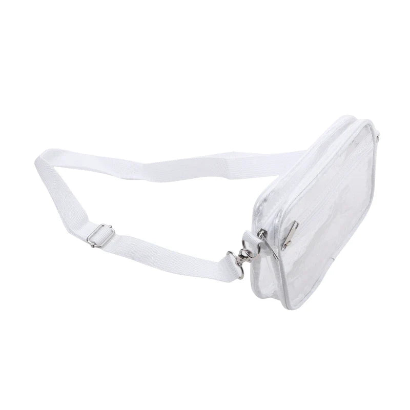 Women Clear Shoulder Bag Solid Color Transparent Purse Female Simple Crossbody Bags With Front Pocket Casual Handbag For Ladies