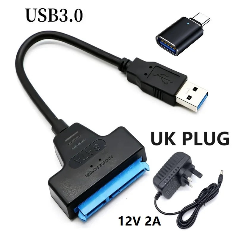 USB 3.0 to Sata III Cord SATA to USB 3.0 Cable Up to 6 Gbps for 3.5 2.5 Inch External HDD SSD Hard Drive SATA 3 22 Pin Adapter
