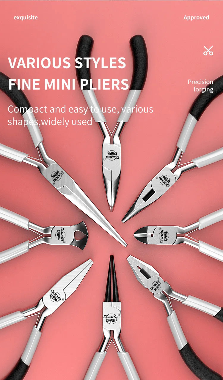 Mini Pliers Diagonal Pliers Round Bent Needle Nose Cutter Handcraft Beading Insulated Plier For DIY Small Jewelry Pliers Tools