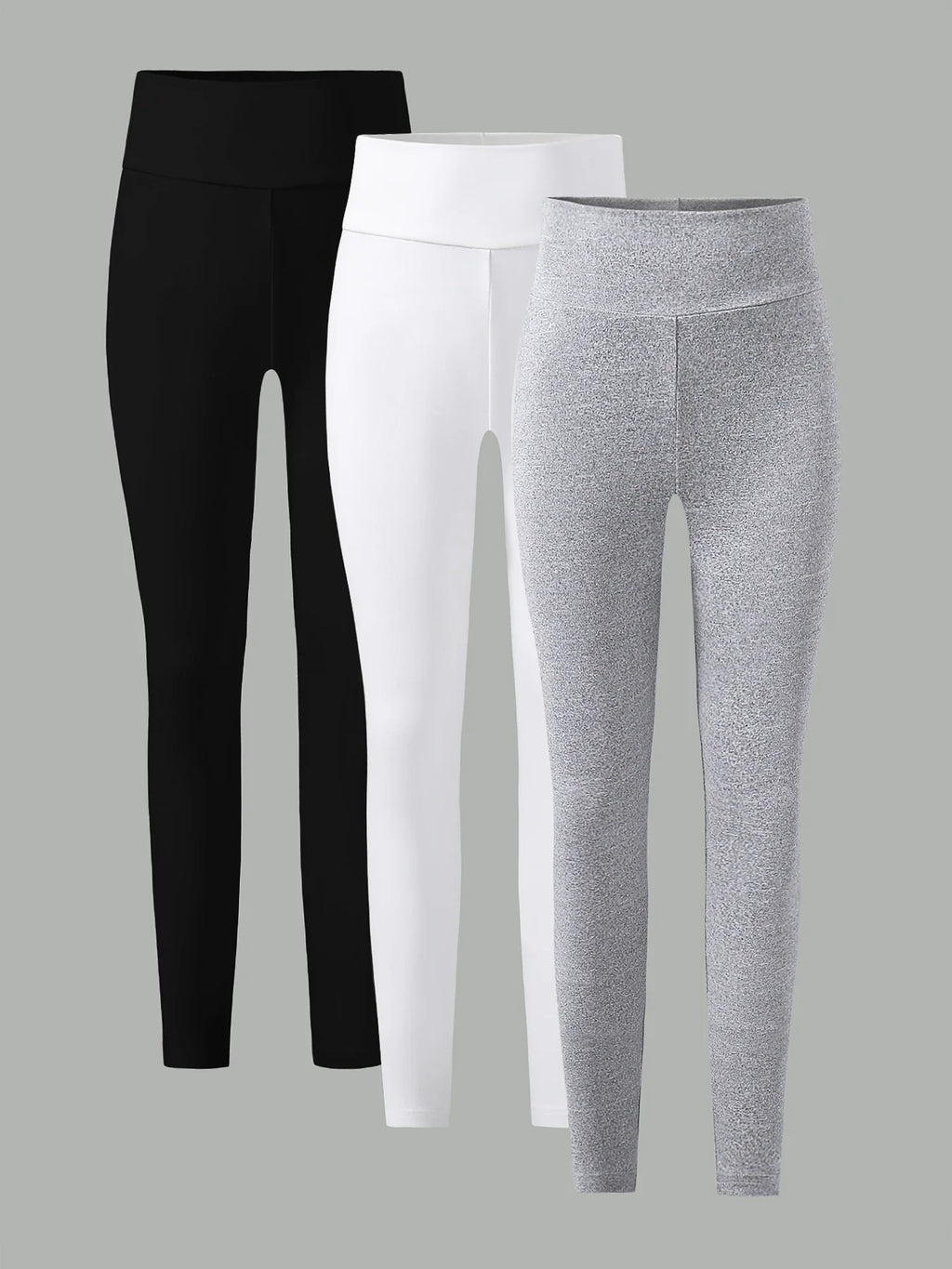 Spring and Autumn girls elastic knit base tight pants 3 pieces - black - white