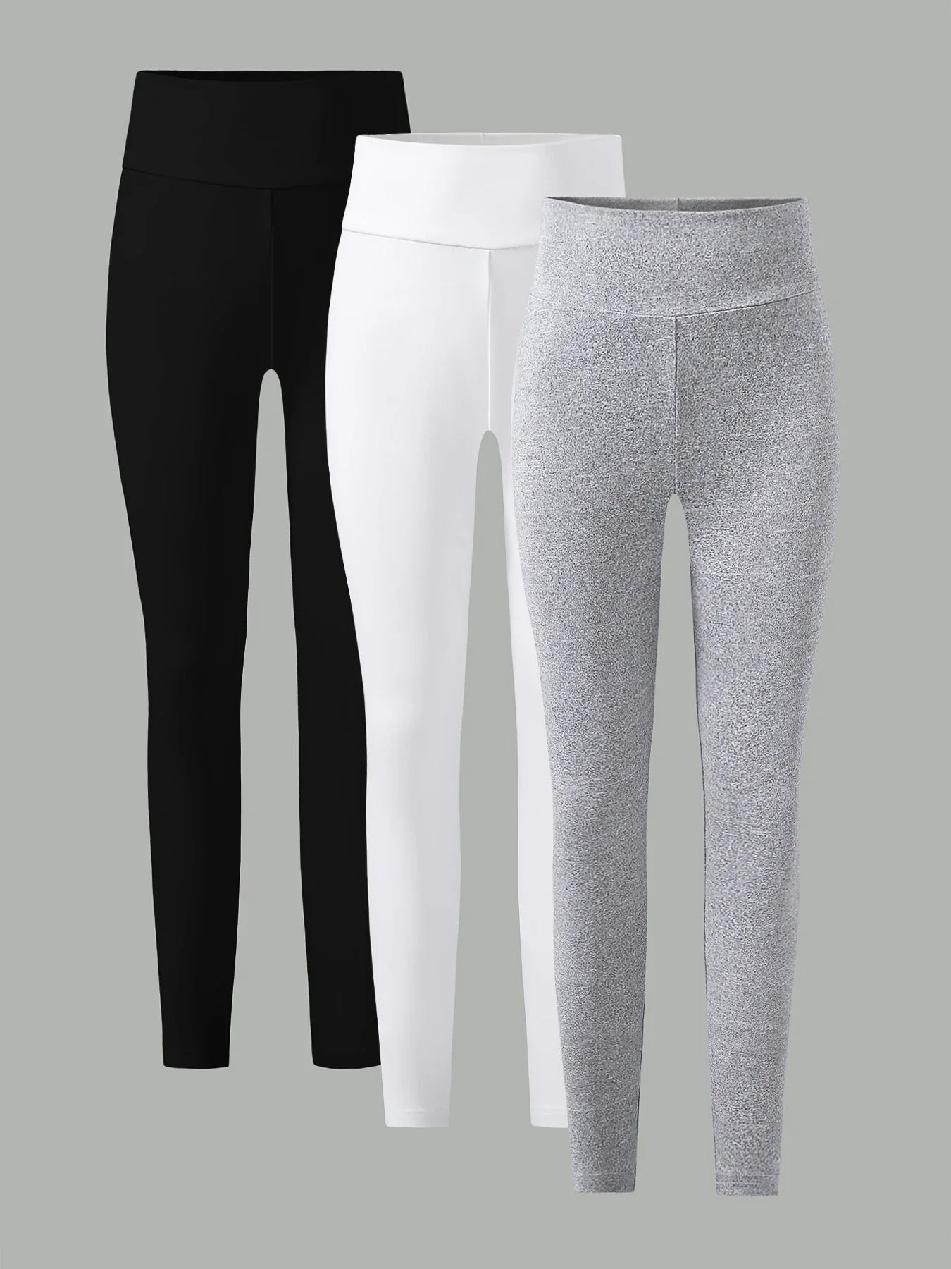Spring and Autumn girls elastic knit base tight pants 3 pieces - black - white