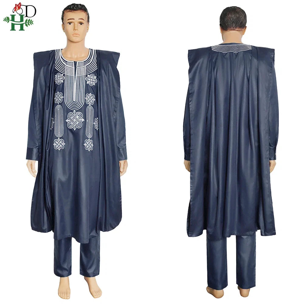African Suit Men Robe Shirt and Pants Set Long Sleeve