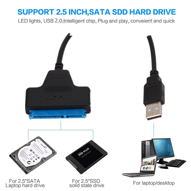 USB 3.0 2.0 SATA 3 Cable Sata Up To 6 Gbps To USB 3.0 Adapter Support 2.5 Inch External HDD SSD Hard Drive 22 Pin Sata III Cable