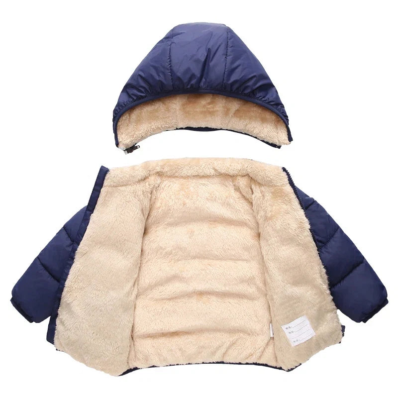 Winter Baby Kids Fleece Jacket Warm Hooded Down Outerwear