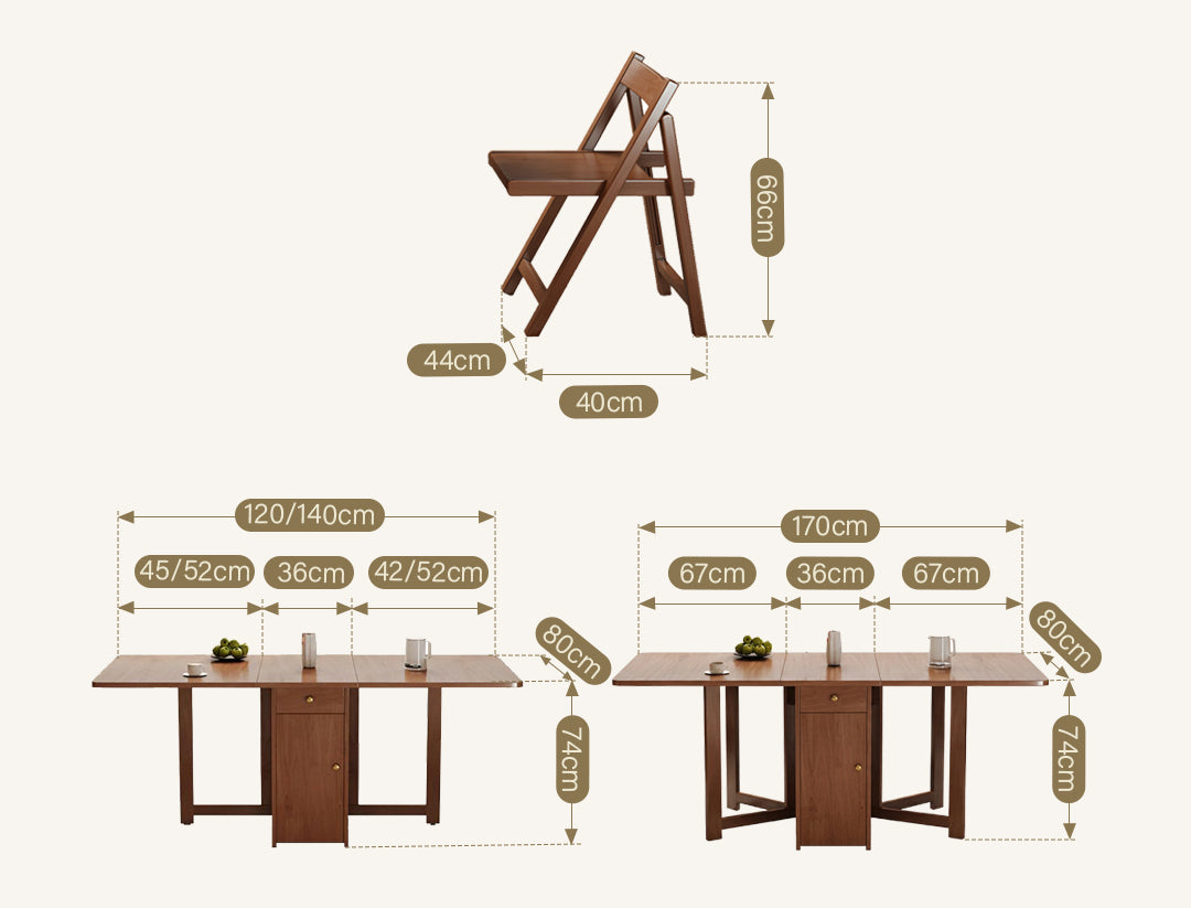 Salgado Folding Dining Table With Storage, Solid Wood