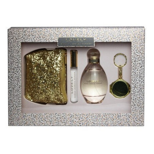 Sarah Jessica Parker Lovely Gift Set 100ml EDP + 10ml Roller Ball + Key Chain + Gold Bag