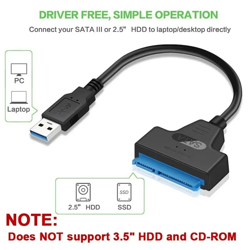 Coolcirc SATA to USB 3.0 Cable Up to 6 Gbps for 2.5 Inch External HDD SSD Hard Drive SATA Adapter USB 3.0 to Sata III Cord