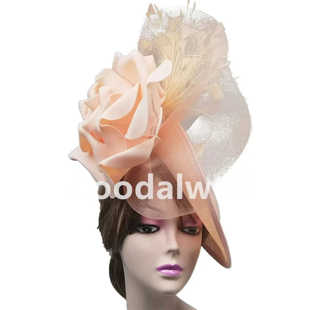Big Flower Fascinator Derby Hat Women Party Dinner Headpiece Royal Ascot