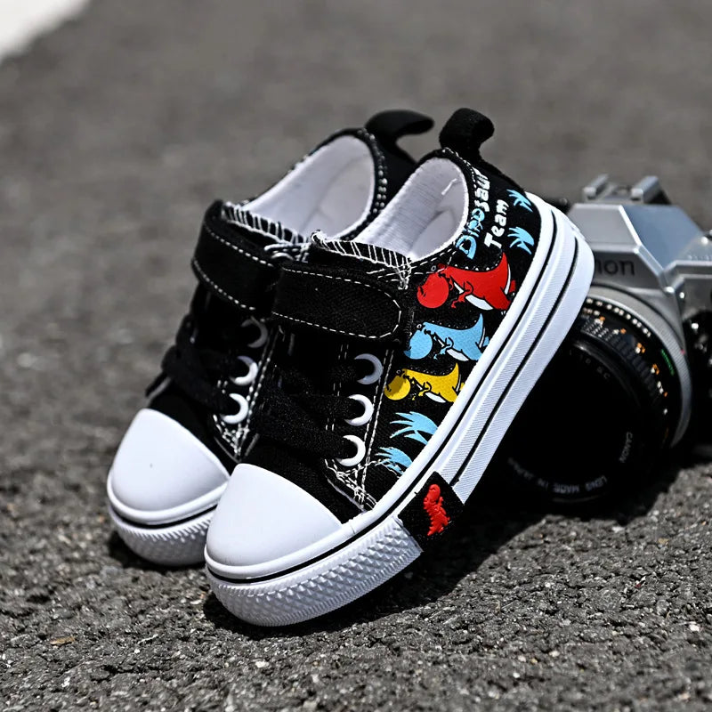 Kids' Animal Print Sneakers | Breathable Fabric | Hook & Loop | Unisex | EU 22–33 | Yellow, Red & Black