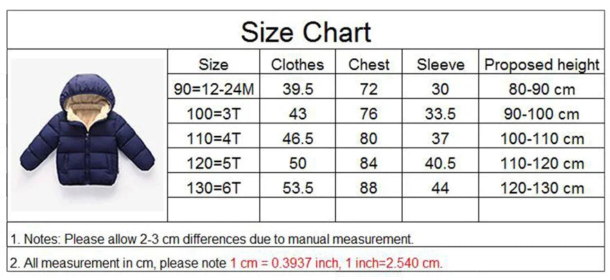 Winter Baby Kids Fleece Jacket Warm Hooded Down Outerwear