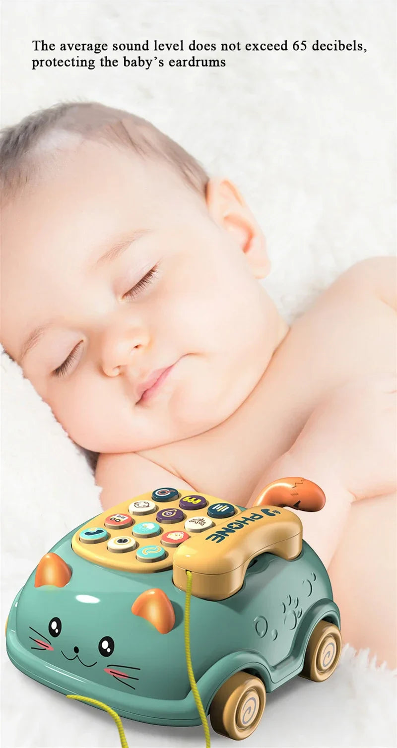Baby 3-in-1 Musical Phone Toys Toddler Interactive Learning Toy with Lights Cat Telephone Story Early Education Montessori Gift